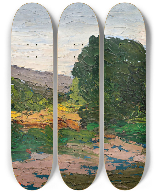 Triptych art skateboard deck of Paul Czanne Paysage Du Midi by Paul Cezanne (1839-1906)