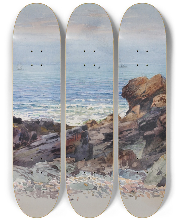 Triptych art skateboard deck of George Elbert Burr Nevin North Wales by George Elbert Burr (1859-1939)