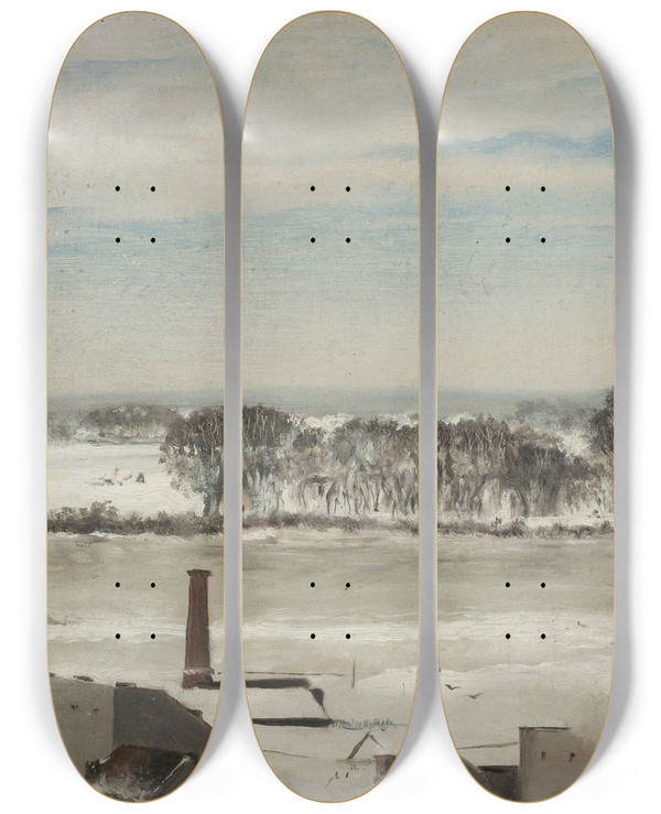 Triptych art skateboard deck of Anna Biliskabohdanowicz View From The Conservatory Windows by Anna Bilinska Bohdanowicz (1857-1893)