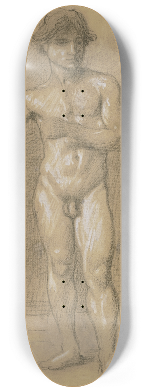 Hans Von Mares - Akt eines jungen stehenden Mannes 8.25 inch art skate deck