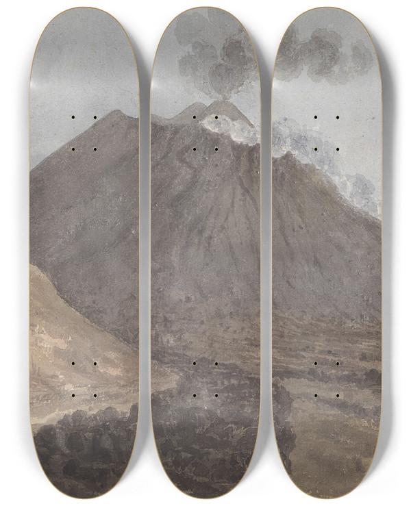 Triptych art skateboard deck of Isaac Weld Vesuvius by Isaac Weld (1774-1856)