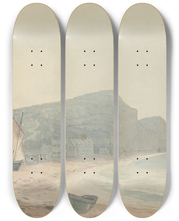 Triptych art skateboard deck of John Baverstock Knight Sidmouth by John Baverstock Knight (1785-1859)