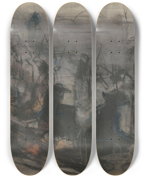 Triptych art skateboard deck of Isaac Israls Rij Zittenden by Isaac Israels (1865-1934)