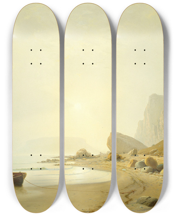 Triptych art skateboard deck of William Bradford The Coast Of Labrador by William Bradford (1823-1892)