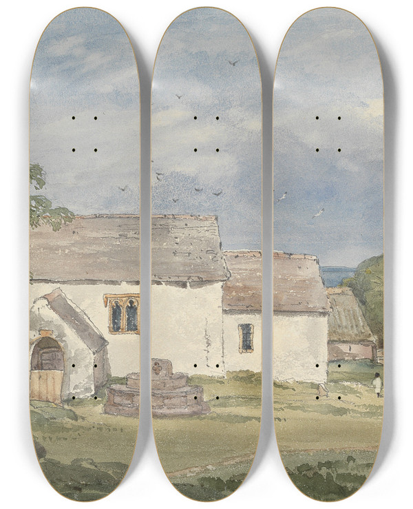Triptych art skateboard deck of Rev James Bulwer Culbone by Rev James Bulwer (1794-1879)