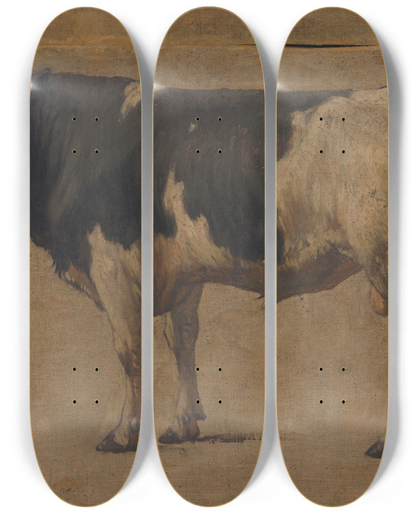 Triptych art skateboard deck of Andre Plumot Bull_2 by Andre Plumot (1829-1906)