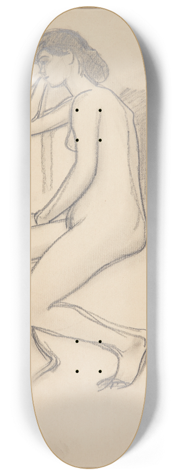 Harald Giersing - Siddende kvindelig model, set fra siden 8.25 inch art skate deck