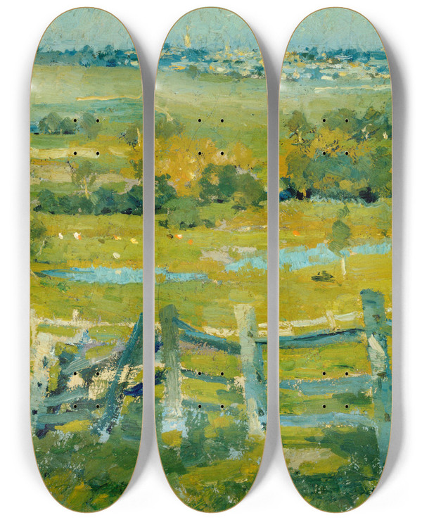 Triptych art skateboard deck of E Phillips Fox Heidelberg by E Phillips Fox (1865-1915)