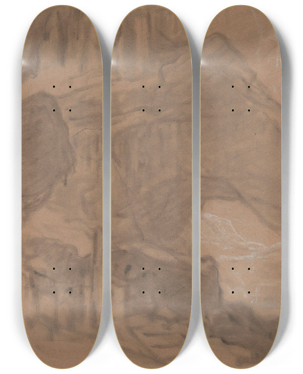 Triptych art skateboard deck of Nicaise De Keyser Rocky Landscape by Nicaise De Keyser (1813-1887)