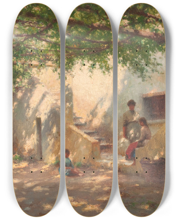 Triptych art skateboard deck of Henrybrokman Sestri Levante Pergola by HenryBrokman (1868-1933)