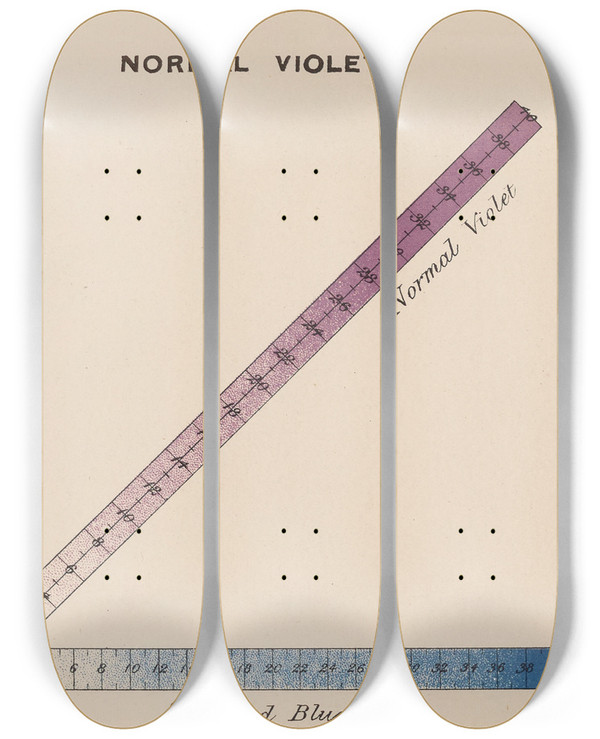 Triptych art skateboard deck of Joseph Williams Lovibond Measurement Of Light And Colour Sensations Pl15 by Joseph Williams Lovibond (1833-1918)