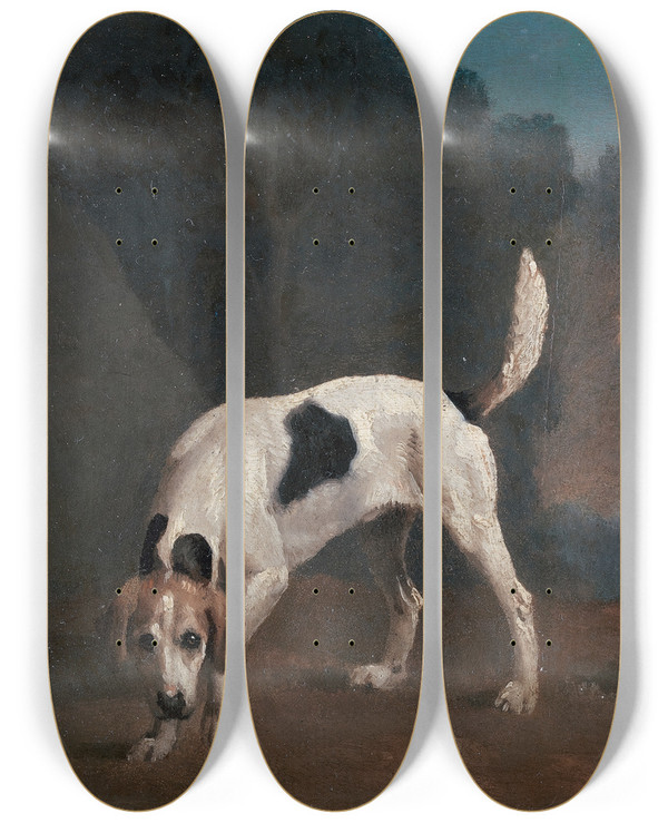 Triptych art skateboard deck of George Stubbs Foxhound On The Scent by George Stubbs (1724-1806)