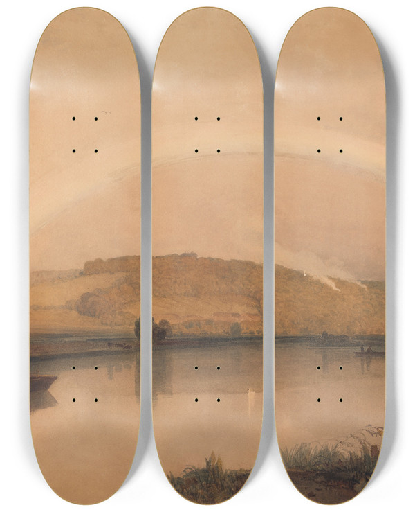 Triptych art skateboard deck of Peter Dewint On The Thames_2 by Peter Dewint (1784-1849)