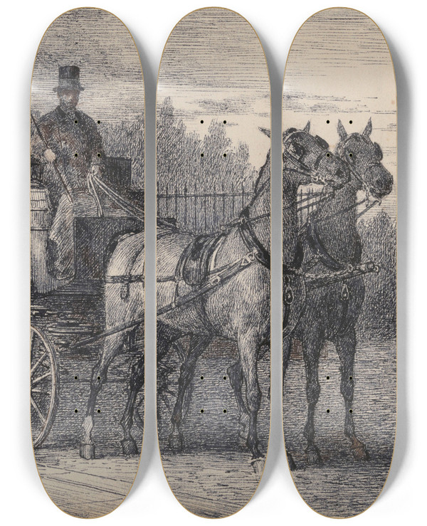 Triptych art skateboard deck of Willem De Famars Testas Coach by Willem De Famars Testas (1834-1896)