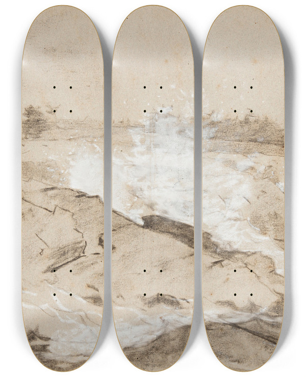 Triptych art skateboard deck of Winslow Homer Black Point Scarborough by Winslow Homer (1836-1910)