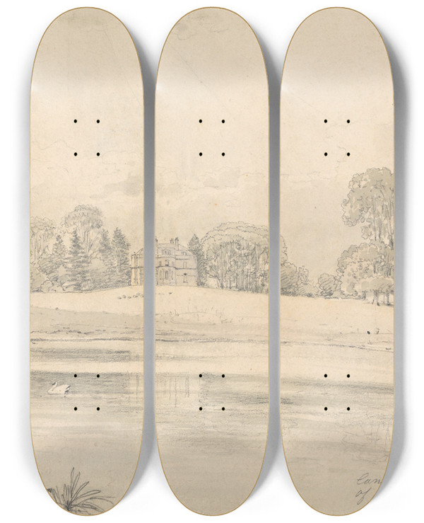 Triptych art skateboard deck of John Preston Neale Canons Park by John Preston Neale