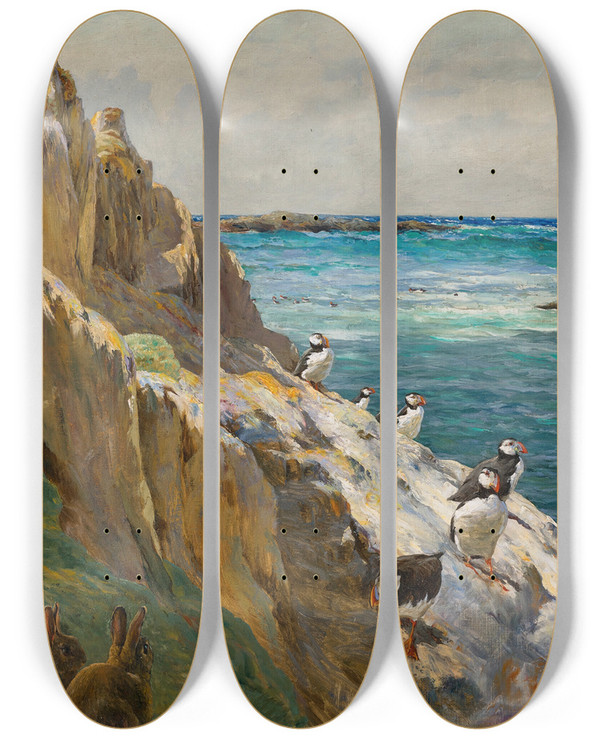 Triptych art skateboard deck of Bryan Hook Invaders by Bryan Hook