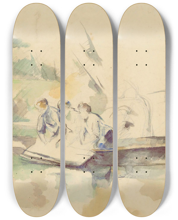 Triptych art skateboard deck of Paul Czanne Laveuses by Paul Cezanne (1839-1906)