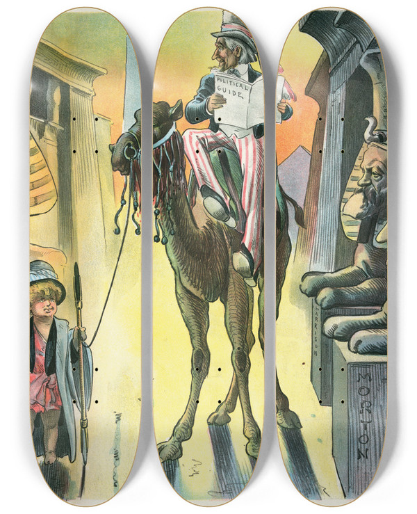 Triptych art skateboard deck of Charles Jay Taylor Among The Silent Ones by Charles Jay Taylor (1855-1929)