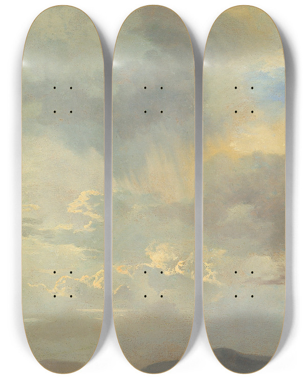 Triptych art skateboard deck of Adalbert Stifter Wolkenstudie_2 by Adalbert Stifter (1805-1868)
