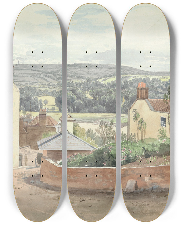 Triptych art skateboard deck of James Johnson Granby Hill Bristol by James Johnson (1803-1834)