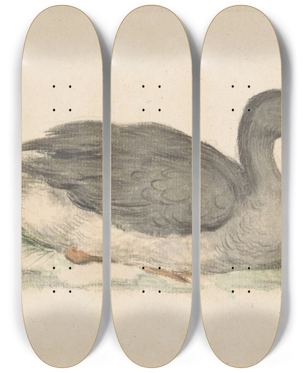 Triptych art skateboard deck of Jean Bernard Eend Naar Rechts by Jean Bernard (1775-1833)