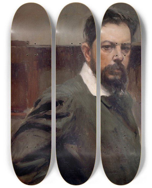 Triptych art skateboard deck of Joaqun Sorolla Self Portrait_1 by Joaquin Sorolla (1863-1923)