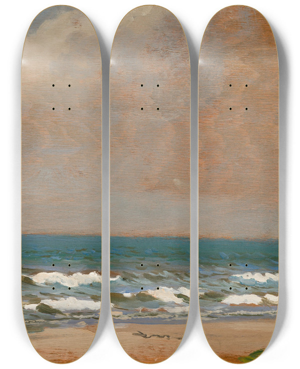Triptych art skateboard deck of Leon Wyczkowski Seascape From Poga by Leon Wyczolkowski (1852-1936)