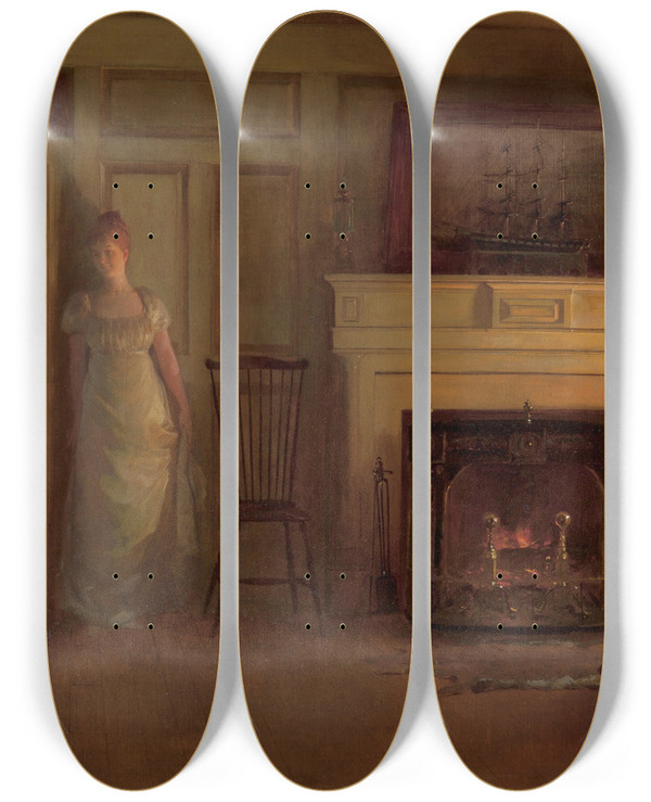 Triptych art skateboard deck of William Henry Lippincott Loves Ambush by William Henry Lippincott (1849-1920)