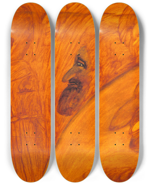 Triptych art skateboard deck of B Jesus Newton Harvestors by B Jesus Newton (20-)