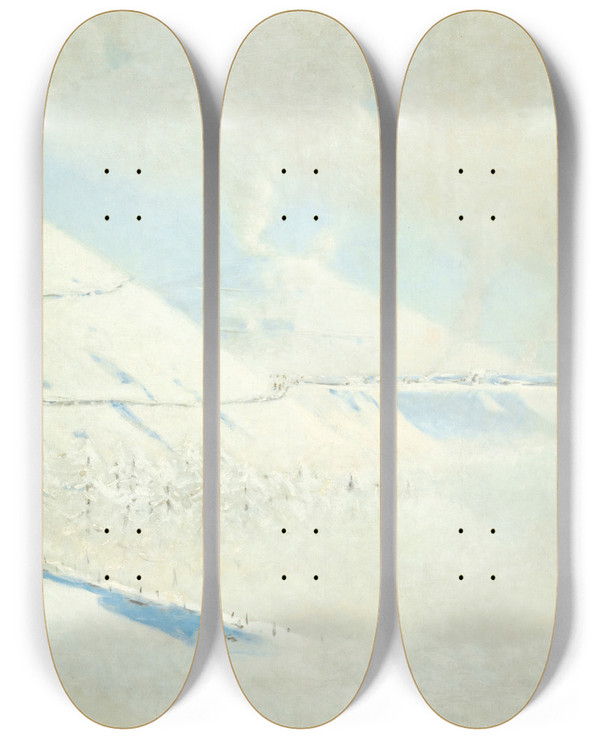 Triptych art skateboard deck of Vasily Vereshchagin Shipka Pass by Vasily Vereshchagin (1842-1904)
