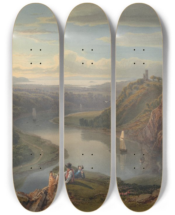 Triptych art skateboard deck of Samuel Jackson The Avon Near Bristol by Samuel Jackson