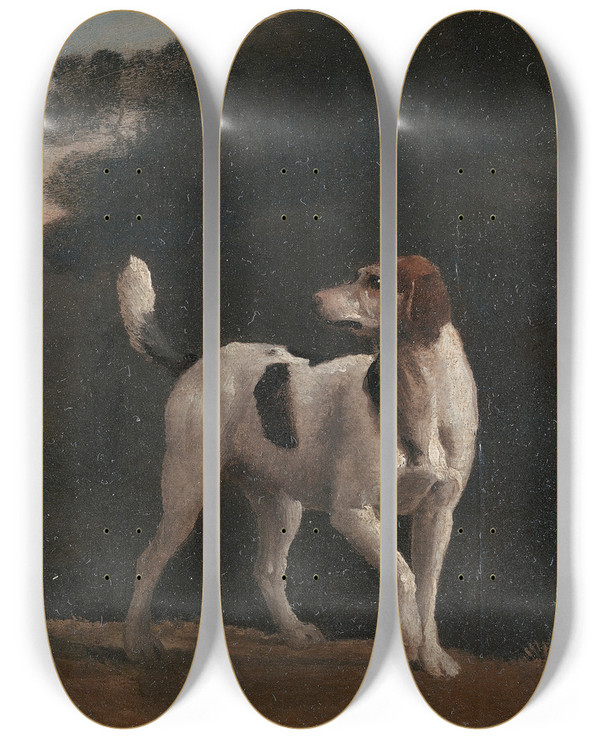 Triptych art skateboard deck of George Stubbs Foxhound by George Stubbs (1724-1806)