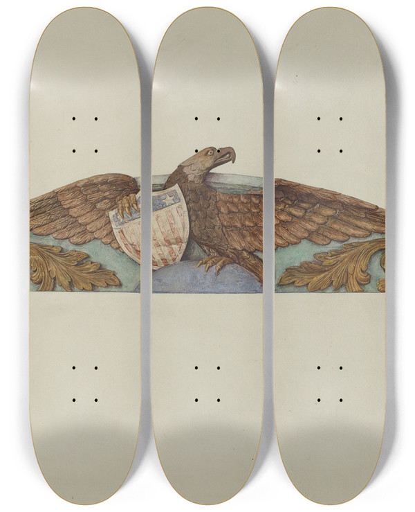 Triptych art skateboard deck of Sadie Berman Stern Piece by Sadie Berman