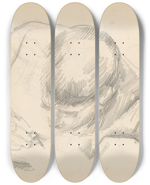 Triptych art skateboard deck of Paul Czanne The Artists Son Writing by Paul Cezanne (1839-1906)