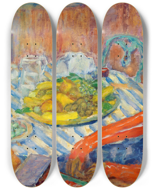 Triptych art skateboard deck of Pierre Bonnard Le Djeuner by Pierre Bonnard (1867-1947)