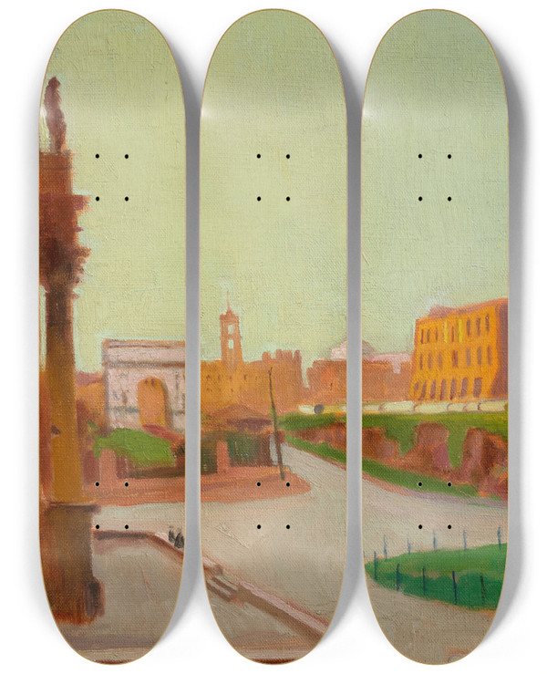 Triptych art skateboard deck of Maurice Denis Forum Larc De Constantin by Maurice Denis (1870-1943)