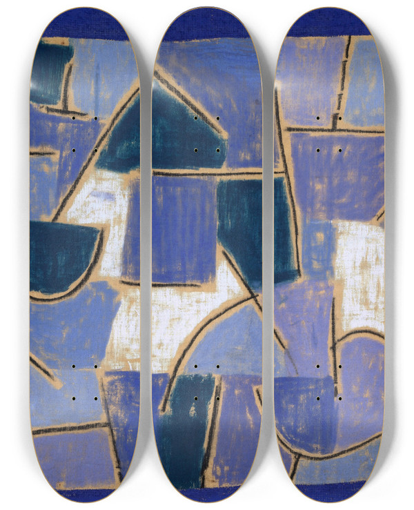 Triptych art skateboard deck of Paul Klee Blue Night by Paul Klee (1879-1940)
