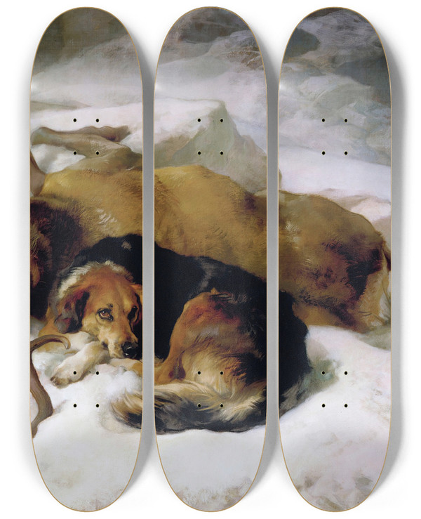Triptych art skateboard deck of Sir Edwin Henry Landseer Chevy by Sir Edwin Henry Landseer (1802-1873)