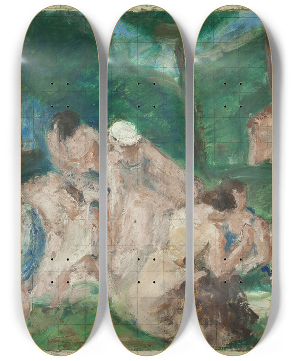 Triptych art skateboard deck of Jean Adler Farandole by Jean Adler