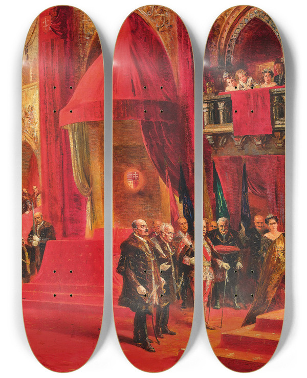 Triptych art skateboard deck of Felix Schwormstdt Krnung by Felix Schwormstadt (1870-1938)