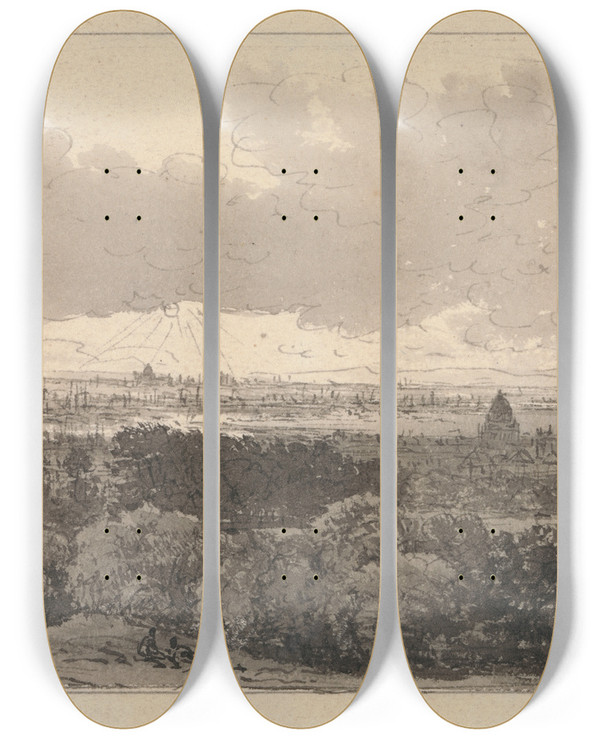 Triptych art skateboard deck of John Glover Greenwich by John Glover (1767-1849)
