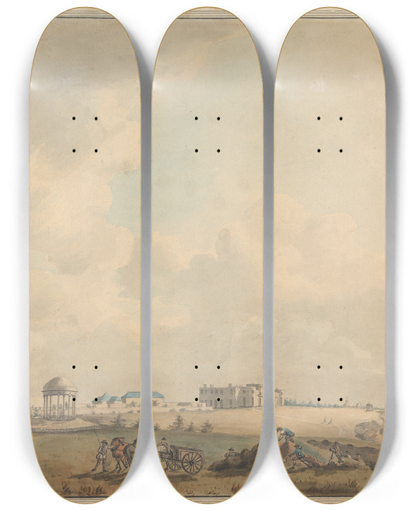 Triptych art skateboard deck of Adam Callander High Cliff Castle Hants by Adam Callander