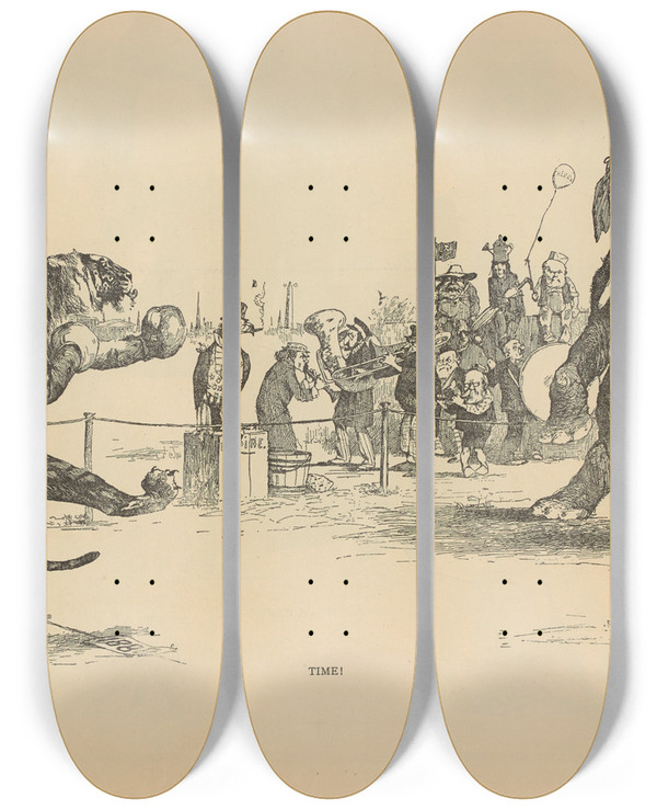 Triptych art skateboard deck of Charles Dana Gibson Time_2 by Charles Dana Gibson (1867-1944)