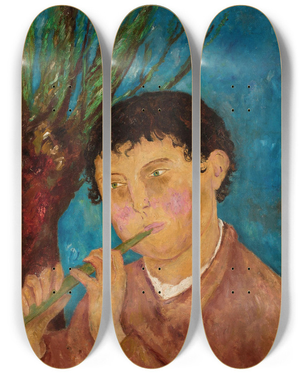 Triptych art skateboard deck of Tadeusz Makowski Bucolic by Tadeusz Makowski (1882-1932)