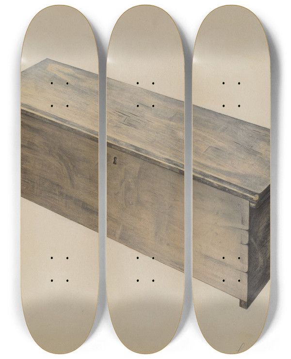 Triptych art skateboard deck of Henry Tomaszewski Utility Chest by Henry Tomaszewski