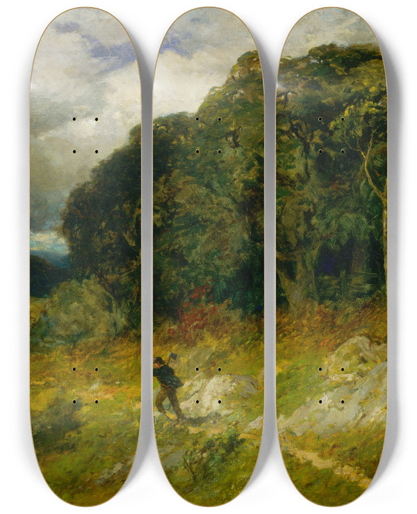 Triptych art skateboard deck of Edward Mitchell Bannister Approaching Storm by Edward Mitchell Bannister (1828-1901)