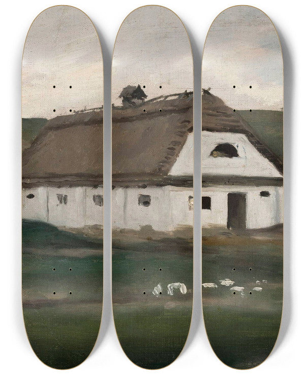 Triptych art skateboard deck of Adam Chmielowski Barn by Adam Chmielowski (1845-1916)