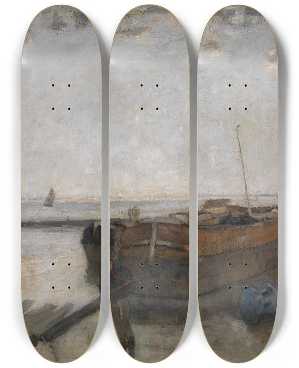 Triptych art skateboard deck of Richard Baseleer The Cemetery by Richard Baseleer