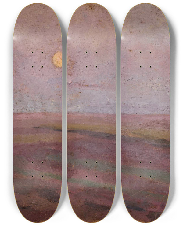 Triptych art skateboard deck of Tadeusz Makowski Lily Landscape by Tadeusz Makowski (1882-1932)
